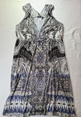 Apt 9 Paisley Dress Small Black Purple Sleeveless V Neck Stretch Casual